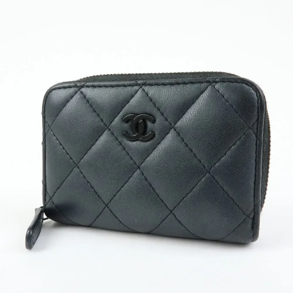 Chanel Coco Matelasse Lambskin Coin Purse Black